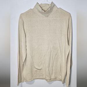 Talbots Cream Tan Womens Turtleneck Sweater Size Large B8